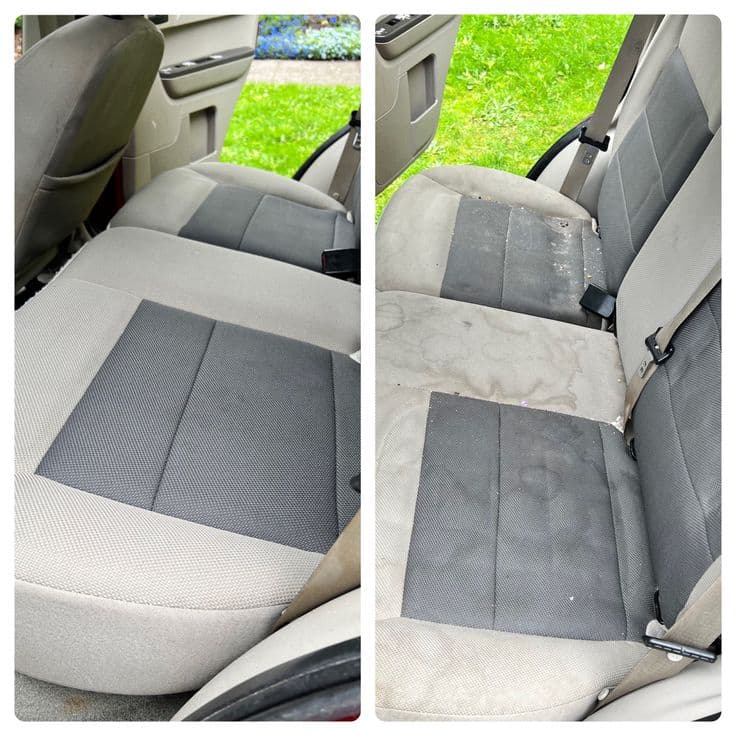 Fabric seats before and after upholstery cleaning
